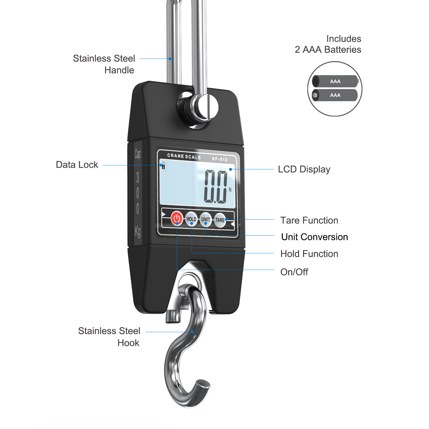Suofei SF-912 Digital Hanging Bluetooth Hook Electronic Fishing Scale Crane Weight Scale 